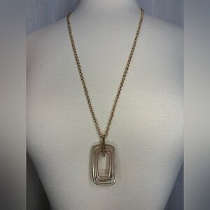 Gold Rectangle Pendant Necklace